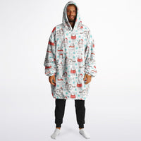 Thumbnail for Christmas Pattern Checkered 2 and Winter Cat Oversized Reversible Hoodie